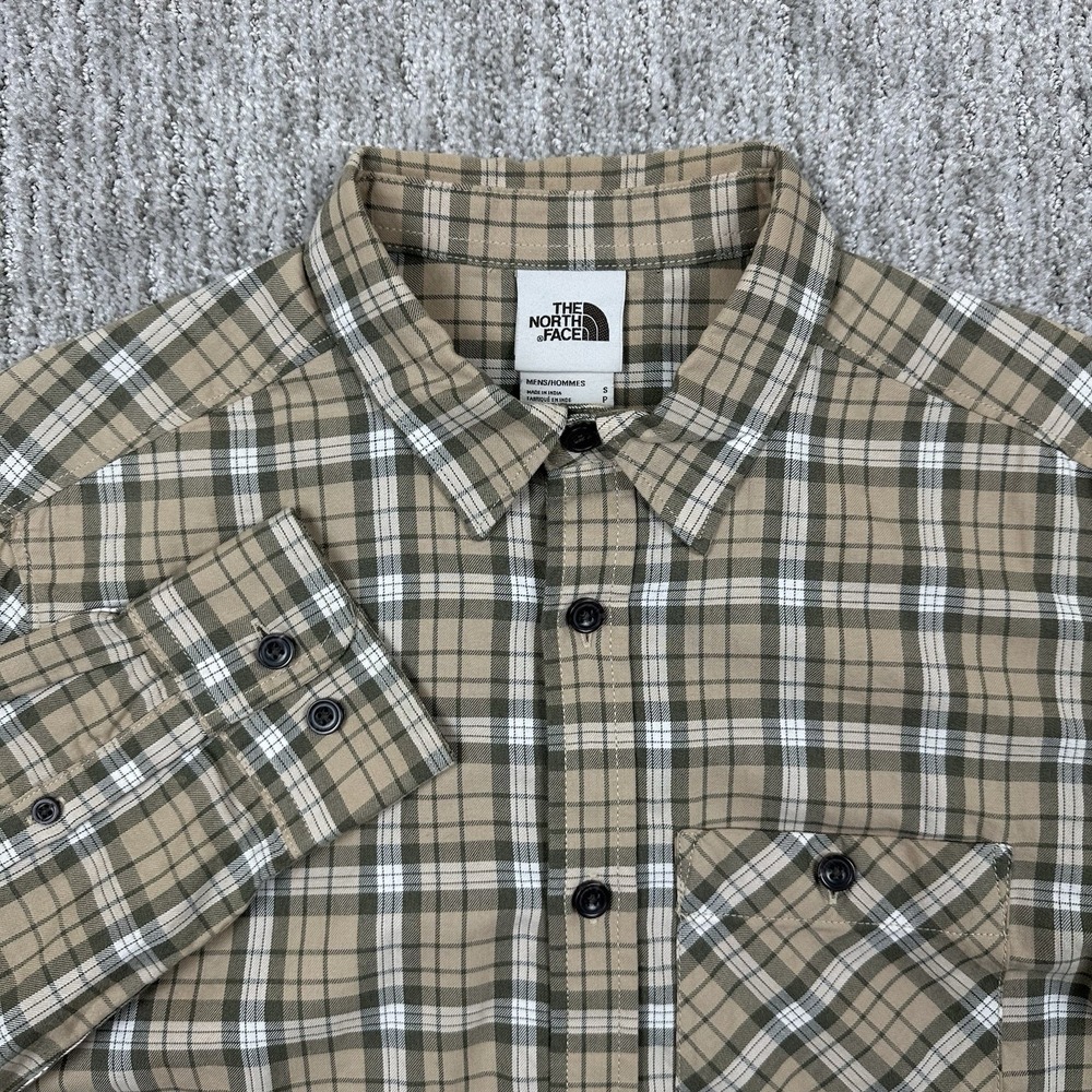 The North Face Mens Small Button Down Shirt Plaid Long Sleeve Casual Hiking